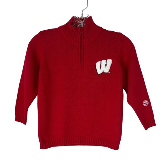 Alma Mater Wisconsin Badgers Sweater Kids Youth Large Red New 1/4 Zip NCAA - Picture 1 of 13